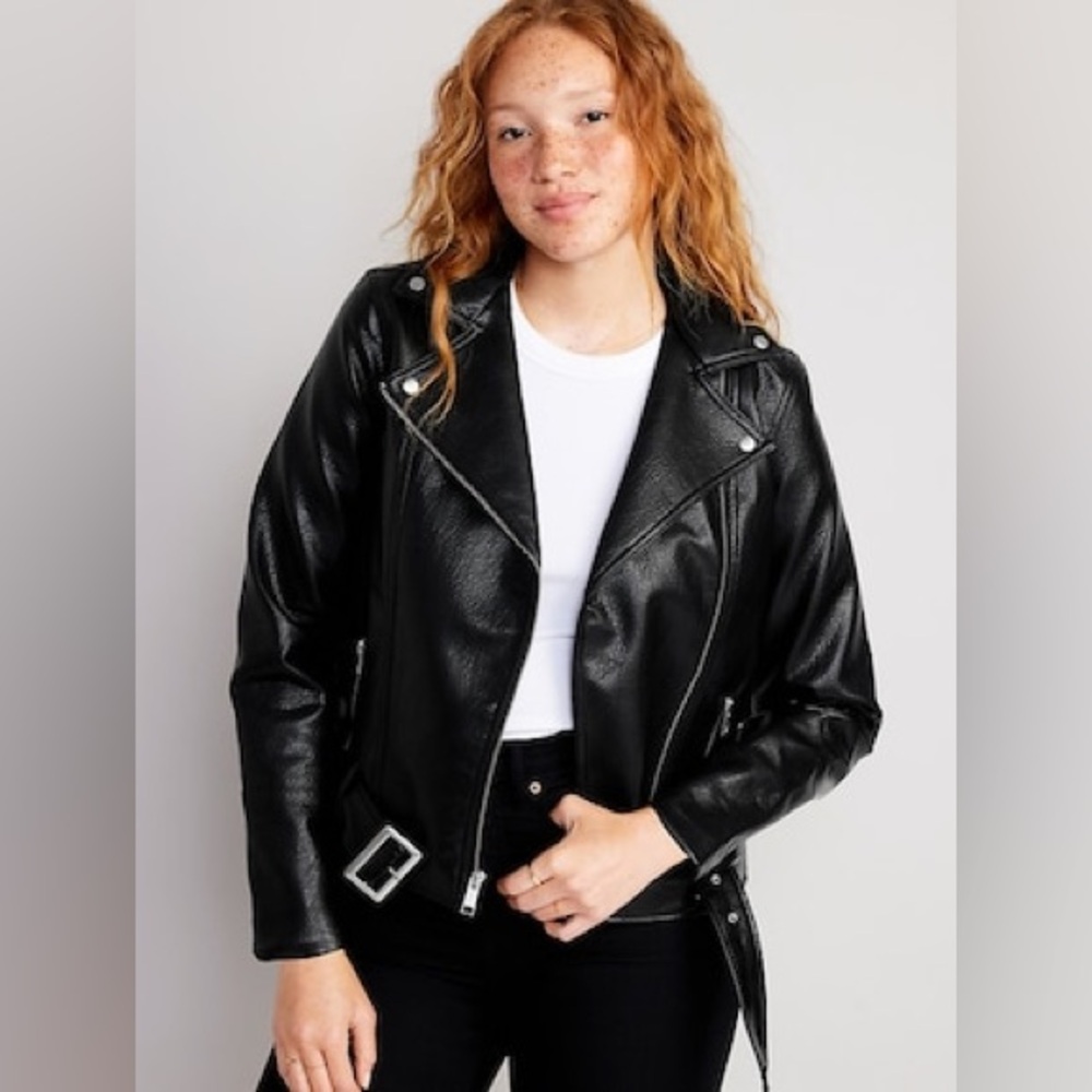 Old Navy Women's Classic Black Leather Jacket